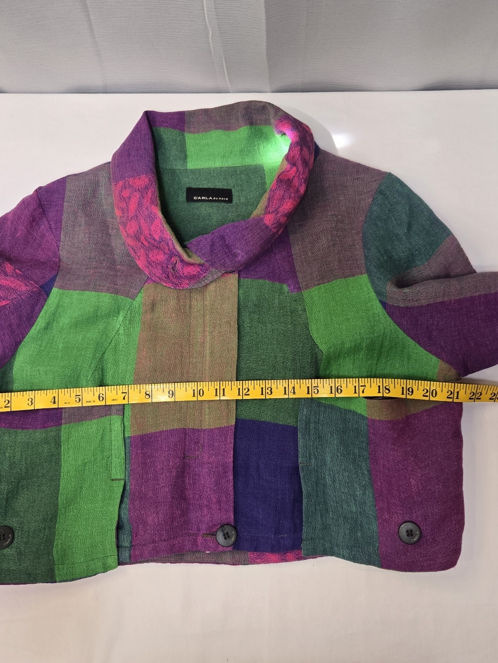 Carla du Nord Linen Blend Colorblock Jacket - EU 44 ≈ Canada/US 12–14 - Picture 5 of 8